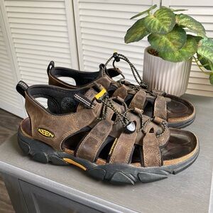 Keen Daytona Open Toe Sandal Brown Leather Hiking Trail Walking
